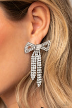 Load image into Gallery viewer, Just BOW With It - White Post Earrings - Paparazzi Jewelry