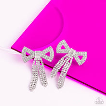 Load image into Gallery viewer, Just BOW With It - White Post Earrings - Paparazzi Jewelry