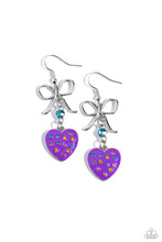 Load image into Gallery viewer, paparazzi-accessories-bow-away-zone-purple-earrings