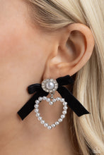 Load image into Gallery viewer, BOW and Then - Black Post Earrings - Paparazzi Jewelry