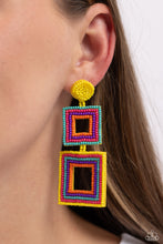 Load image into Gallery viewer, Seize the Squares - Multi Post Earrings - Paparazzi Jewelry