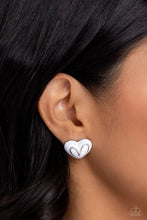 Load image into Gallery viewer, Glimmering Love - White Post Earrings - Paparazzi Jewelry