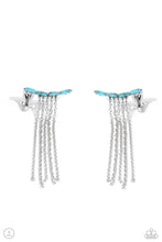 Load image into Gallery viewer, paparazzi-accessories-fault-line-fringe-blue-post earrings