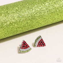 Load image into Gallery viewer, Watermelon Slice - Red Post Earrings - Paparazzi Jewelry