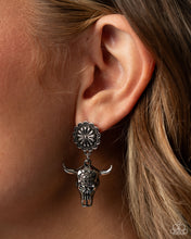 Load image into Gallery viewer, Longhorn Lure - Silver Post Earrings - Paparazzi Jewelry