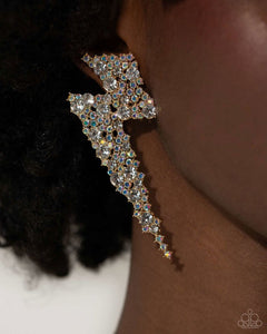 Electric Effulgence - Gold Post Earrings - Paparazzi Jewelry