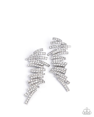 paparazzi-accessories-scattered-surety-white-post earrings