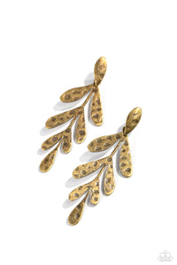 paparazzi-accessories-jungle-fauna-brass-post earrings