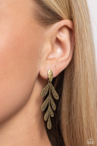 Jungle Fauna - Brass Post Earrings - Paparazzi Jewelry