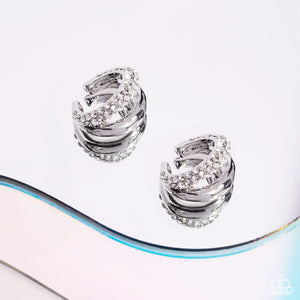 Sizzling Spotlight - White Post Earrings - Paparazzi Jewelry