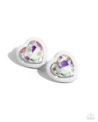 paparazzi-accessories-heartfelt-haute-white-post earrings