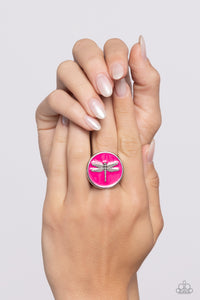 Debonair Dragonfly - Pink Ring - Paparazzi Jewelry