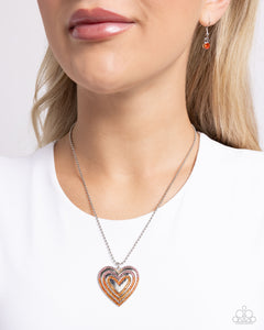 Hallucinatory Hearts - Orange Necklace - Paparazzi Jewelry