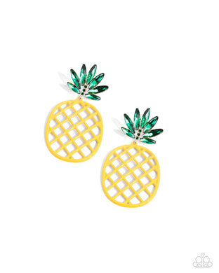 paparazzi-accessories-pineapple-passion-yellow-post earrings