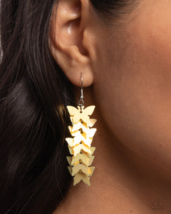 Aerial Ambiance - Yellow Earrings - Paparazzi Jewelry