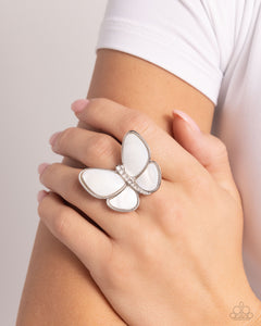 Aerial Admiration - White Ring - Paparazzi Jewelry