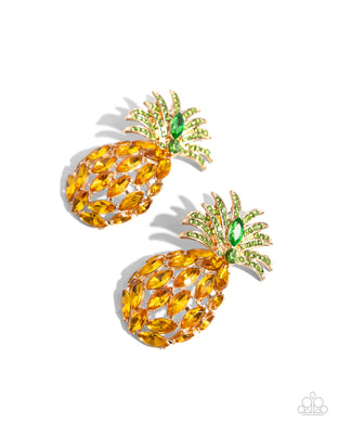 paparazzi-accessories-pineapple-pizzazz-yellow-post earrings