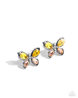 paparazzi-accessories-live-to-flight-another-day-yellow-post earrings