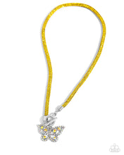 Load image into Gallery viewer, paparazzi-accessories-on-shimmering-wings-yellow-necklace
