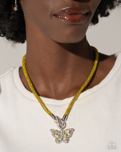 On SHIMMERING Wings - Yellow Necklace - Paparazzi Jewelry