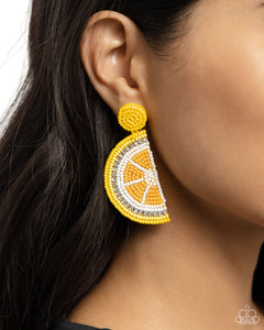 Lemon Leader - Yellow Post Earrings - Paparazzi Jewelry