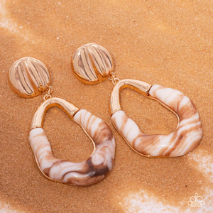 High-Sheen Swirls - Gold Post Earrings - Paparazzi Jewelry