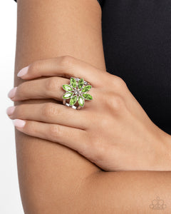 Petaled Performance - Green Ring - Paparazzi Jewelry