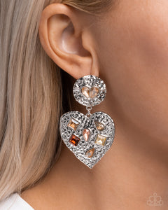 Antiqued Allure - Brown Post Earrings - Paparazzi Jewelry