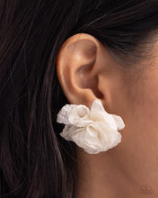 Load image into Gallery viewer, Tulle Twist - White Post Earrings - Paparazzi Jewelry
