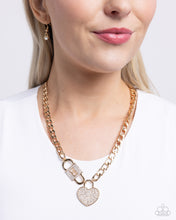 Load image into Gallery viewer, Lock Up Your Love - Gold Necklace - Paparazzi Jewelry
