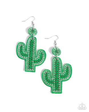 paparazzi-accessories-cactus-cameo-green-earrings