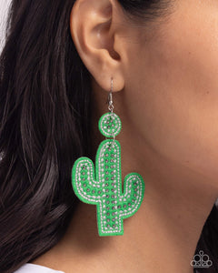 Cactus Cameo - Green Earrings - Paparazzi Jewelry