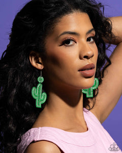 Cactus Cameo - Green Earrings - Paparazzi Jewelry