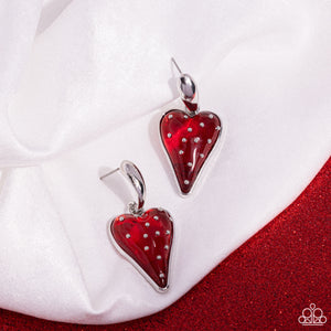 Glossy Goodwill - Red Post Earrings - Paparazzi Jewelry