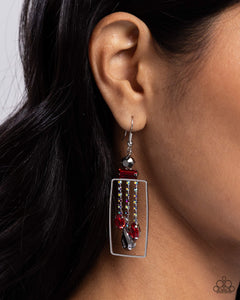 Framed Feature - Red Earrings - Paparazzi Jewelry