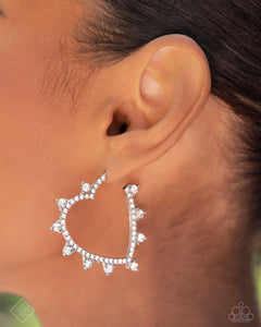 Excessive Elevation - White Earrings - Paparazzi Jewelry