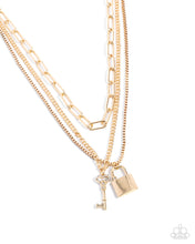 Load image into Gallery viewer, paparazzi-accessories-locks-of-luck-gold-necklace
