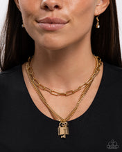 Load image into Gallery viewer, LOCKS of Luck - Gold Necklace - Paparazzi Jewelry
