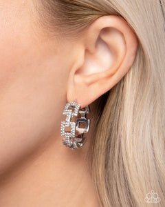 Geometric Glimpse - White Earrings - Paparazzi Jewelry