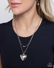 Load image into Gallery viewer, Halting Hearts - Silver Necklace - Paparazzi Jewelry
