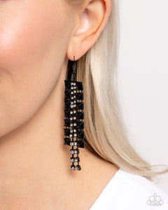 Forceful Fringe - Black Earrings - Paparazzi Jewelry