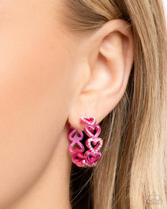 Historic Hearts - Pink Earrings - Paparazzi Jewelry