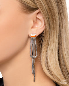 Classy Curves - Orange Post Earrings - Paparazzi Jewelry