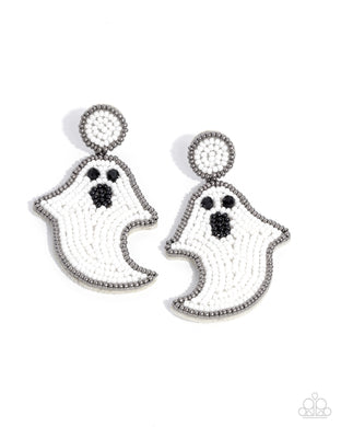 paparazzi-accessories-ghost-story-white-post earrings