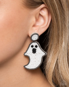 Ghost Story - White Post Earrings - Paparazzi Jewelry