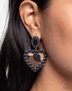 Whimsical Wrangler - Black Post Earrings - Paparazzi Jewelry