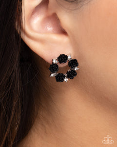 Grace Personified - Black Post Earrings - Paparazzi Jewelry