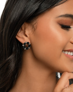 Grace Personified - Black Post Earrings - Paparazzi Jewelry