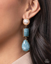 Load image into Gallery viewer, Marbled Masterpiece - Blue Post Earrings - Paparazzi Jewelry
