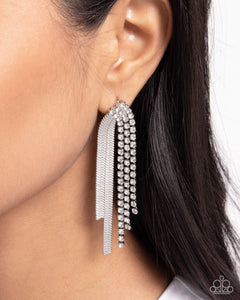 Dramatic Downpour - White Post Earrings - Paparazzi Jewelry